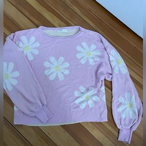 Pink floral cropped sweater size small